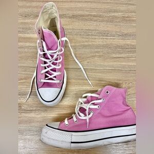 Pink platform High Top Converse Size 9